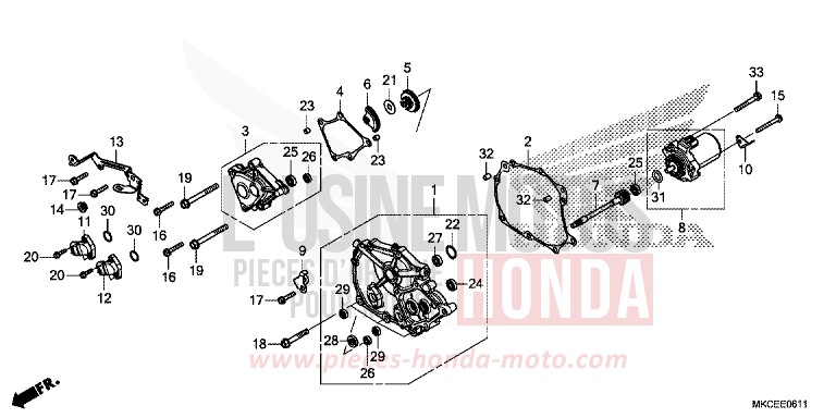 SHIFTING COVER (DCT) for Gold Wing CANDY ARDENT RED (R367B) from 2019